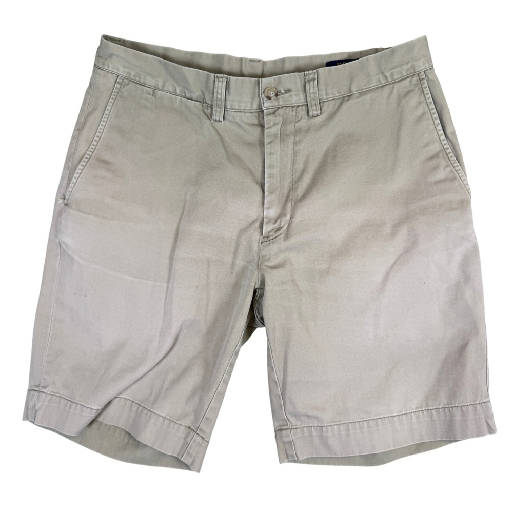 Polo Ralph Lauren Mens Tan Khaki Cotton Chino Shorts Size 31 Flat Front